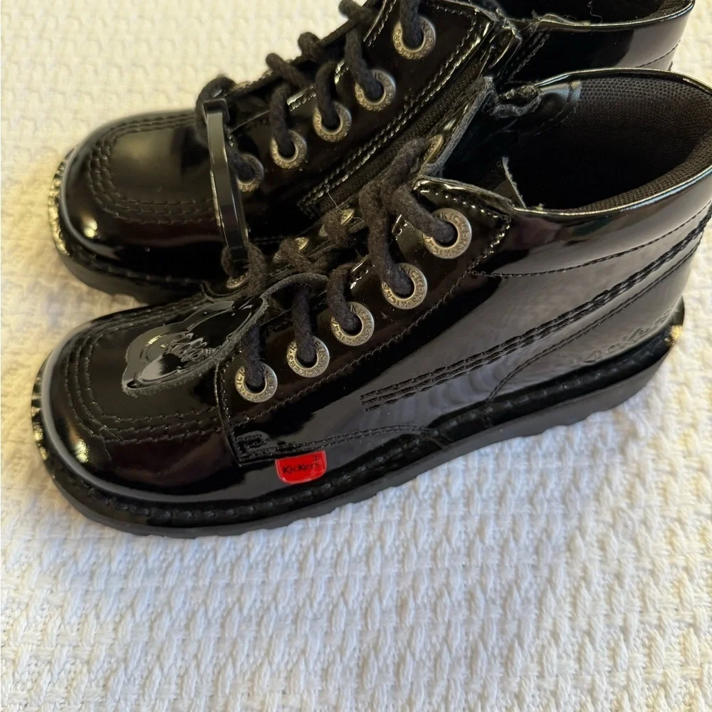 Kickers Kick Hi Zip Core Lace With Side Zip In Black Patent ( UNISEX )